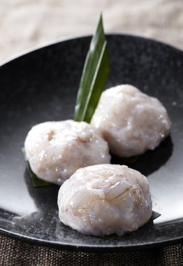 Taze malzemeler, karides köfteleri. Kapat.