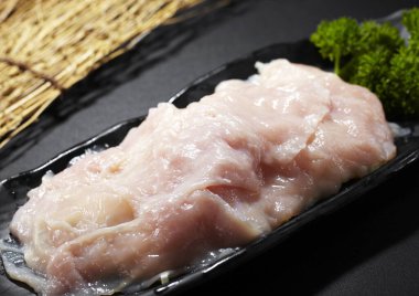 Taze malzemeler, domuz dilimleri. Kapat.