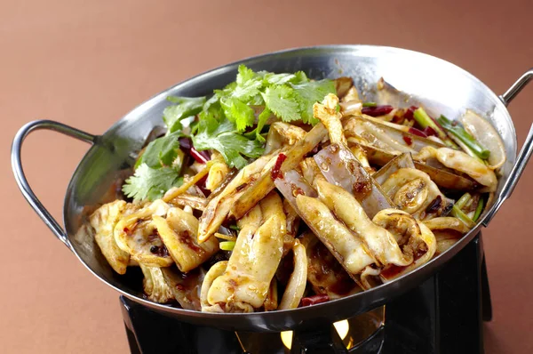 Traditional Chinese Cuisine Spicy Razor Clams Dry Pot — Stock Photo, Image