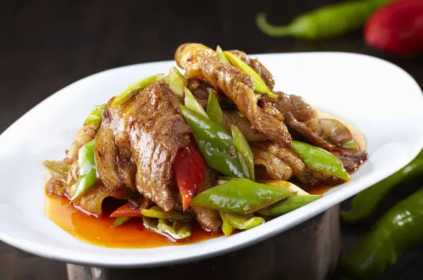 Cocina Tradicional China Estilo Sichuan Cerdo Dos Veces Cocido —  Fotos de Stock