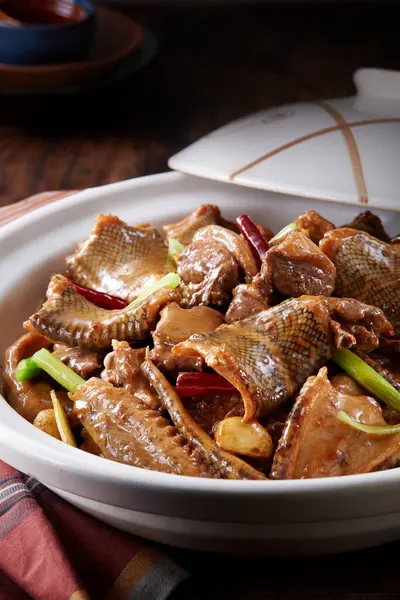 Tradiční Čínská Kuchyně Dušené Hadí Maso Hrnci — Stock fotografie