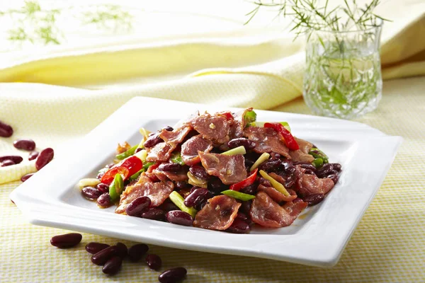 Traditional Chinese Cuisine Fried Beef Red Beans — Stock Photo, Image