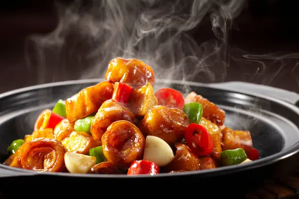 Comida Tradicional Chinesa Guisado Salsicha Gordurosa — Fotografia de Stock