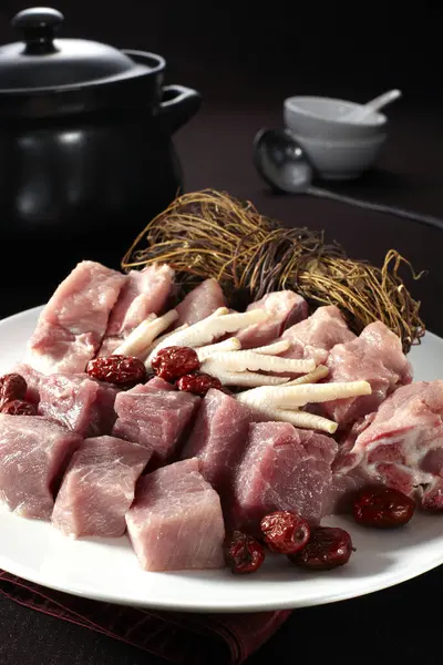 Comida Tradicional Chinesa Grama Osso Frango Sopa Porco — Fotografia de Stock