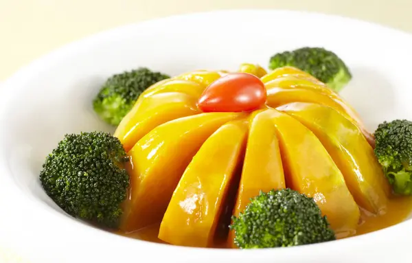 Traditional Chinese Food Steamed Pumpkin Sauce — Stock Photo, Image