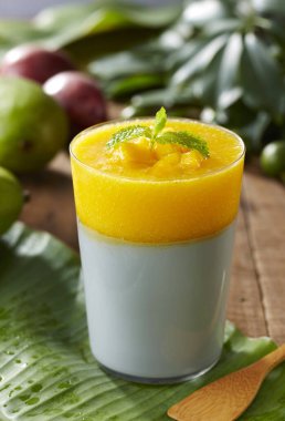 Mangolu ve muzlu mangolu smoothie
