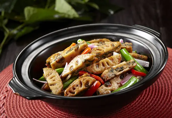 Traditionelles Chinesisches Essen Gebratenes Lotuswurzelfleisch Sandwich — Stockfoto