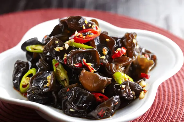 Традиційна Китайська Кухня Холодний Чорний Гриб — стокове фото