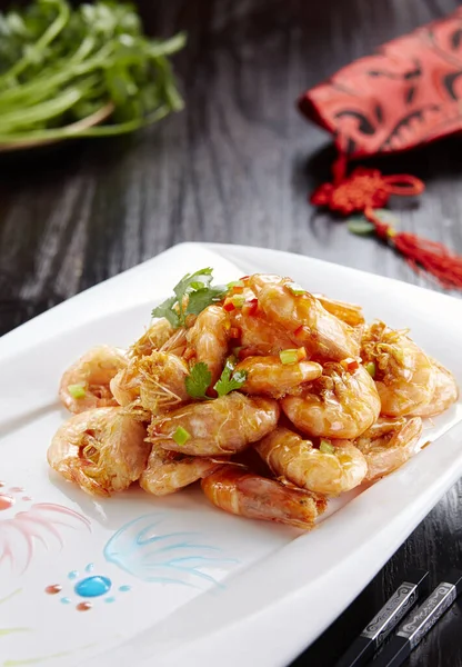 Traditionelles Chinesisches Essen Geschmorte Garnelen — Stockfoto