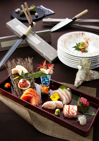 Japanese Kaiseki Cuisine Sashimi Combo Platter — Stock Photo, Image