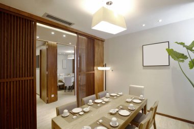 Modern mutfak, yemek odası.