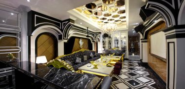 Lüks iç tasarım, 3 boyutlu illüstrasyon, 3 boyutlu tasarım