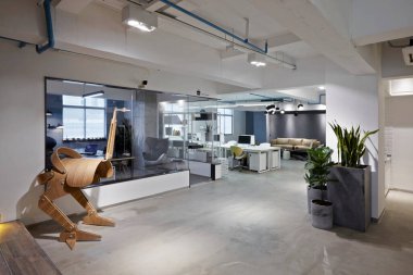 Modern bir ofisin 3 boyutlu canlandırması