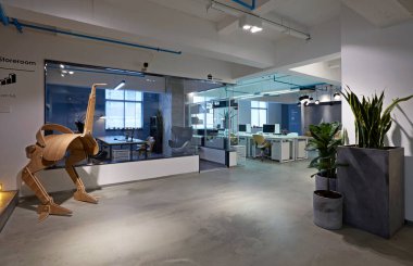 Modern bir ofisin 3 boyutlu tasarımı