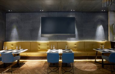 3 boyutlu modern restoran.