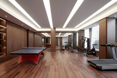 Modern bir spor salonunun 3 boyutlu resmi.