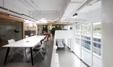 Modern ofis iç tasarımı. 3d oluşturma.