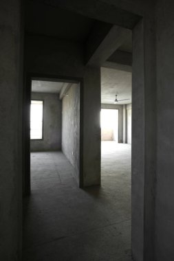 İçi boş beton oda. 3 boyutlu resimleme