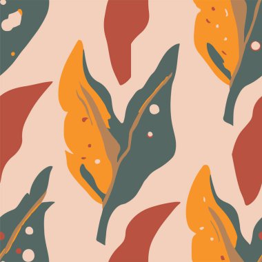 Canlı Kusursuz Soyut Bitki Yazı Dokusunu. Turuncu Süreklilik Ormanı elementi, Kusursuz Düzen. Renkli Tekrarlayan Çağdaş Ağaç Suluboya Yazdırma.