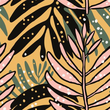 Kusursuz Dekoratif Duvar Kağıdı. Pastel Tekrarlayan Basit Çizim, Kusursuz Desen. Koyu Süreklilik Doğası Retro Dekor Vektörü.