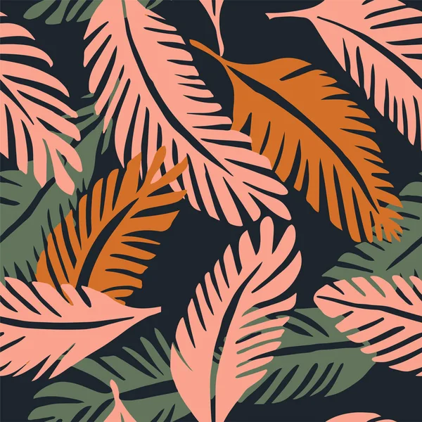 Vibrant Seamless Contemporary Tree Surface Pattern Pastel Continuous Classic Palm — Stockový vektor