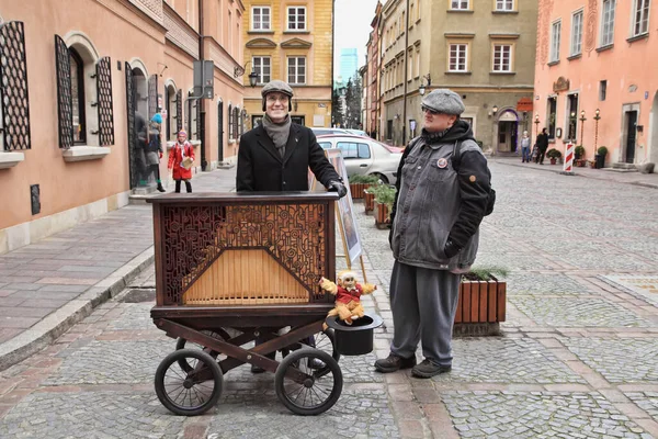 Warsaw Poland February 2020 Organ Grinder Старому Місті Варшаві Польща — стокове фото