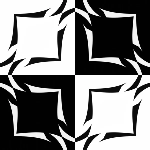 Modèle Abstrait Avec Des Éléments Géométriques Décoratifs Ornement Noir Blanc — Photo