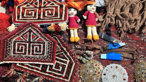 Amuleti Nazionali Vecchi Attrezzi Fabbricare Tappeti Gioielli Vintage Argento Turkmenistan — Foto Stock