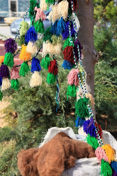 Ručně Vyrobená Domácí Ozdoba Vyrobeno Velbloudí Ovčí Vlny Turkmenistán Ashchabadský — Stock fotografie