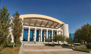 Ashgabat, Türkmenistan - 20 Ekim 2023. Olimpik Köy kompleksinin bir parçası. 20 Ekim 2023. Ashgabat.