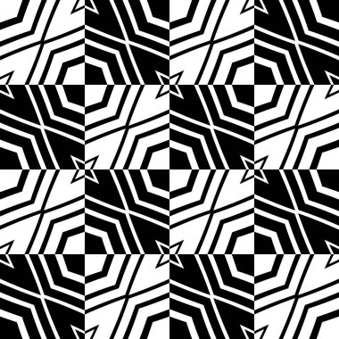 Abstract seamless pattern with decorative geometric  elements. Black and white ornament. Modern stylish texture repeating. Great for tapestry, carpet, bedspread, fabric, ceramic tile, pillow clipart
