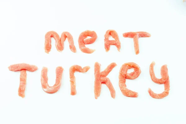 Frische Stücke Putenfleisch Rohe Hühner Das Wort Fleisch Mit Rohen — Stockfoto