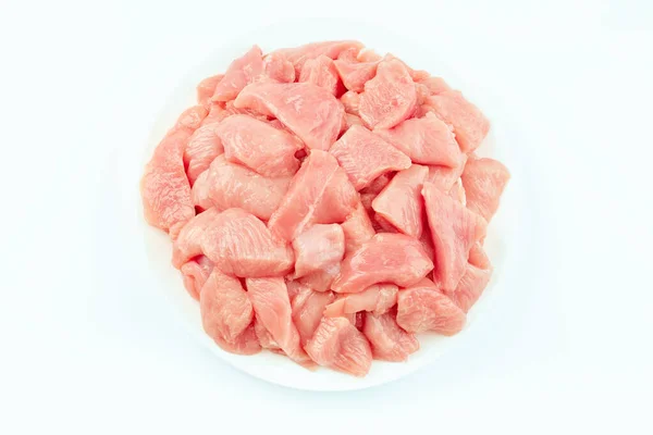 Замороженные Кусочки Мяса Индейки Белом Фоне — стоковое фото