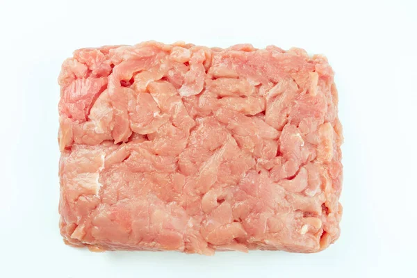 Trozos Frescos Congelados Carne Pavo Sobre Fondo Blanco Pollo Crudo — Foto de Stock