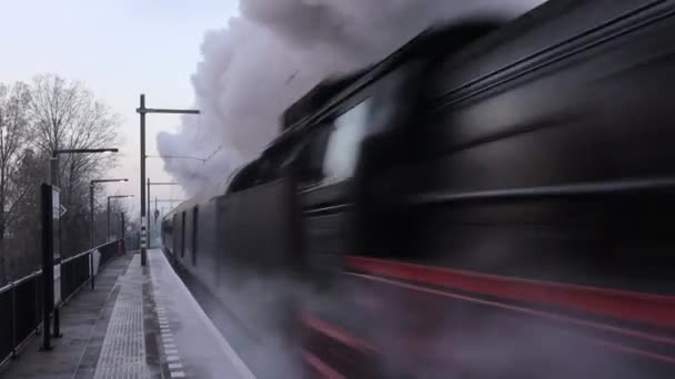 Old Steam Train Running Nieuwerkerk Heading Essen Germany — Stockvideo