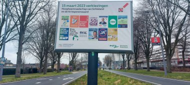 Hollanda, Mart 2023 - Hollanda 'daki il ve su idaresi seçimleri için seçim afişleri