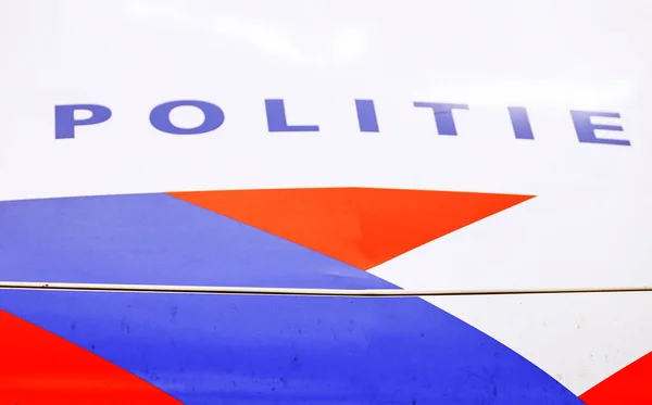 Logo Striping Dutch Police Politie Patrol Car Netherlands — стокове фото