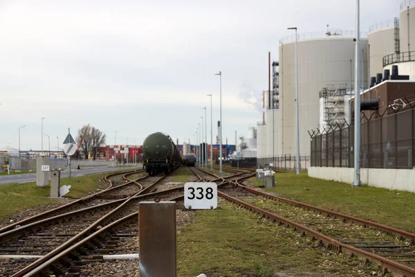 Chemische Tankwagens Wachten Inlading Pernis Harbor Vondelingenplaat Bij Olieterminal Koole — Stockfoto