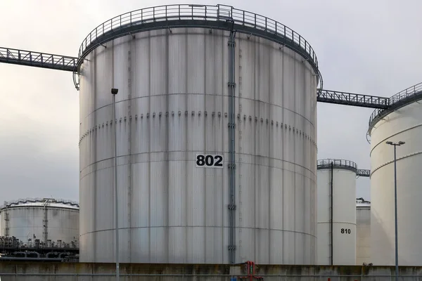 Serbatoi Stoccaggio Petrolifero Petrolifero Nel Porto Pernis Nel Porto Rotterdam — Foto Stock