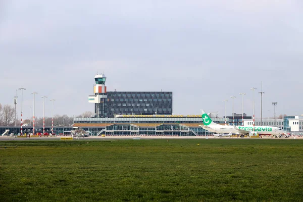 Hzo Transavia Boeing 737 Rotterdam Haagflygplatsen Nederländerna — Stockfoto