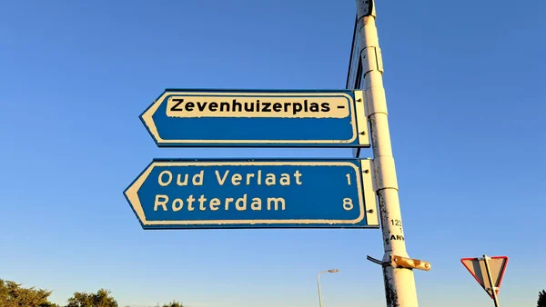 Sinal Direção Longo Dique Rotte Oud Verlaat Nos Países Baixos — Fotografia de Stock