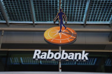 Hollanda 'daki Utrecht merkez bürosunda Rabobank logosu.