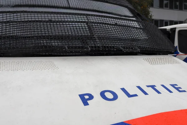 Logo Und Streifen Vor Dem Holländischen Polizei Politie Spezialeinsatzwagen Mit — Stockfoto