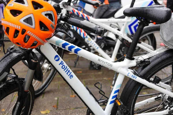 Велосипеды Голландской Бельгийской Полиции Вместе 112 День Ваддинксвене Нидерланды — стоковое фото