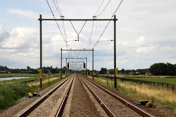 Schranken Und Rote Ampeln Bahnübergang Moordrecht Den Niederlanden — Stockfoto