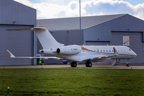 stock image G-SBNM Bombardier Global 6500 on apron at Rotterdam The Hague Airport in the Netherlands