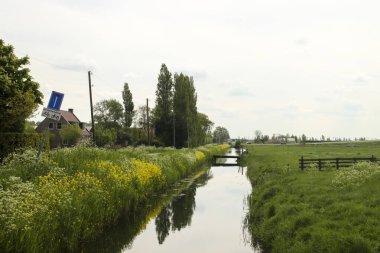 Meadows and roads in the Zuidplaspolder area where new village will be build in the Netherlands