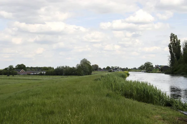 オランダで水を管理できなくなったZuidplampder地域のメドウズと道路 — ストック写真