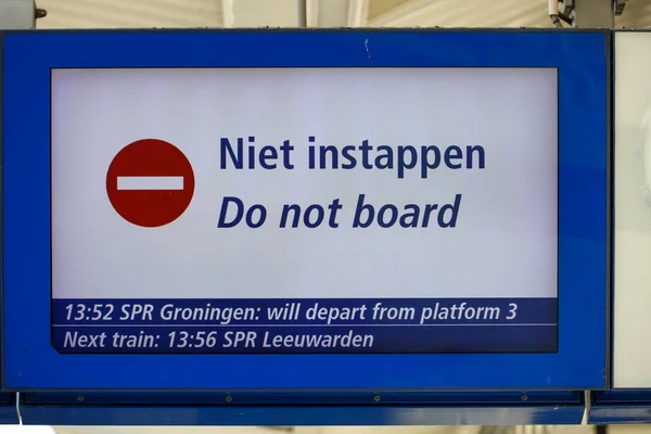 Sign Platform Board Niet Instappen Dutch Station Zwolle — Stock Photo, Image
