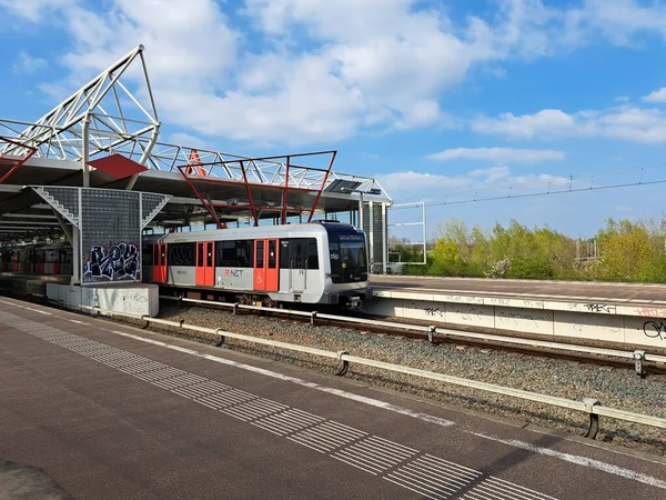 Gvb Típusú Alstom Metropolis Metró Amszterdamban Hollandiában — Stock Fotó